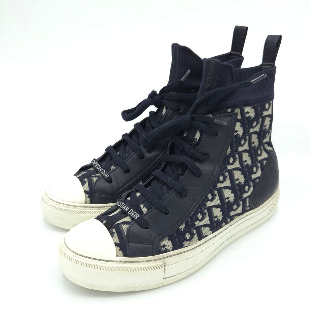 Christian Dior Walk'n'Dior Women's Size 9 (39) Navy Blue Oblique Knit High Top